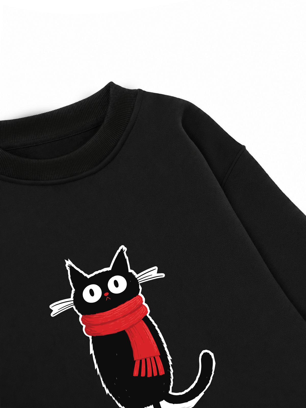 Áo Sweater Nỉ Hai Da Red Scarf Cat