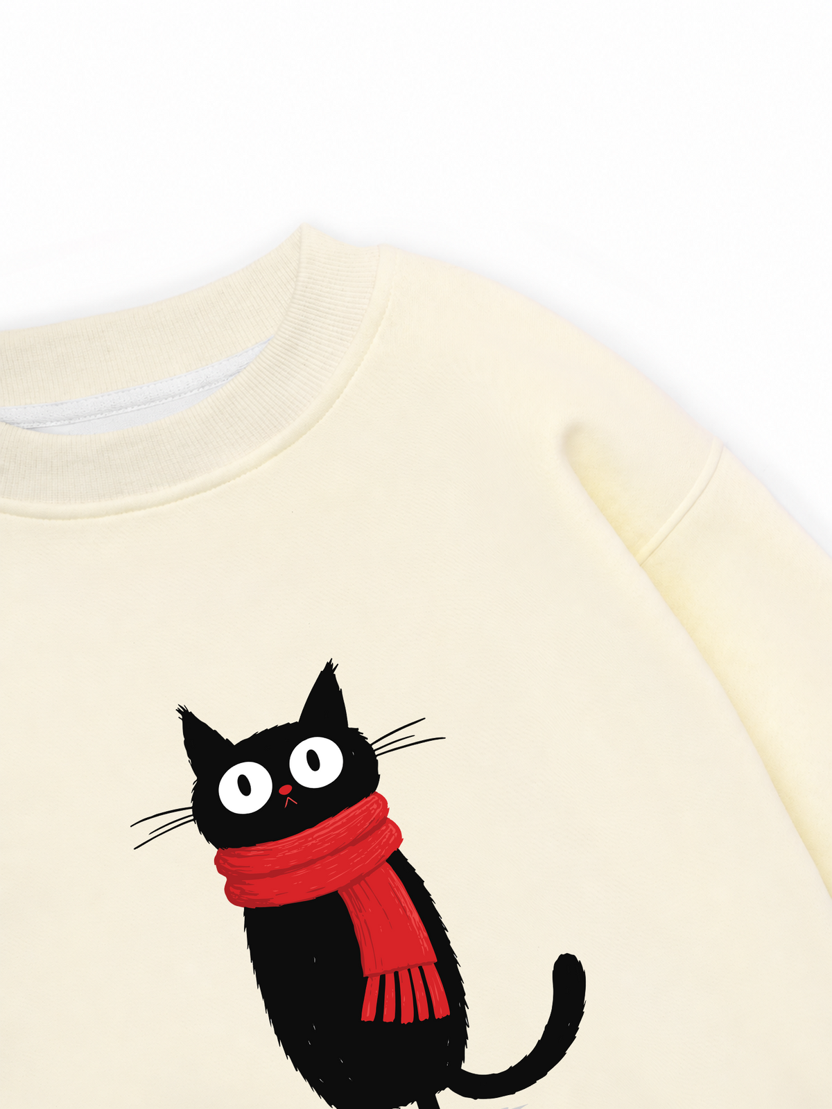 Áo Sweater Nỉ Hai Da Red Scarf Cat