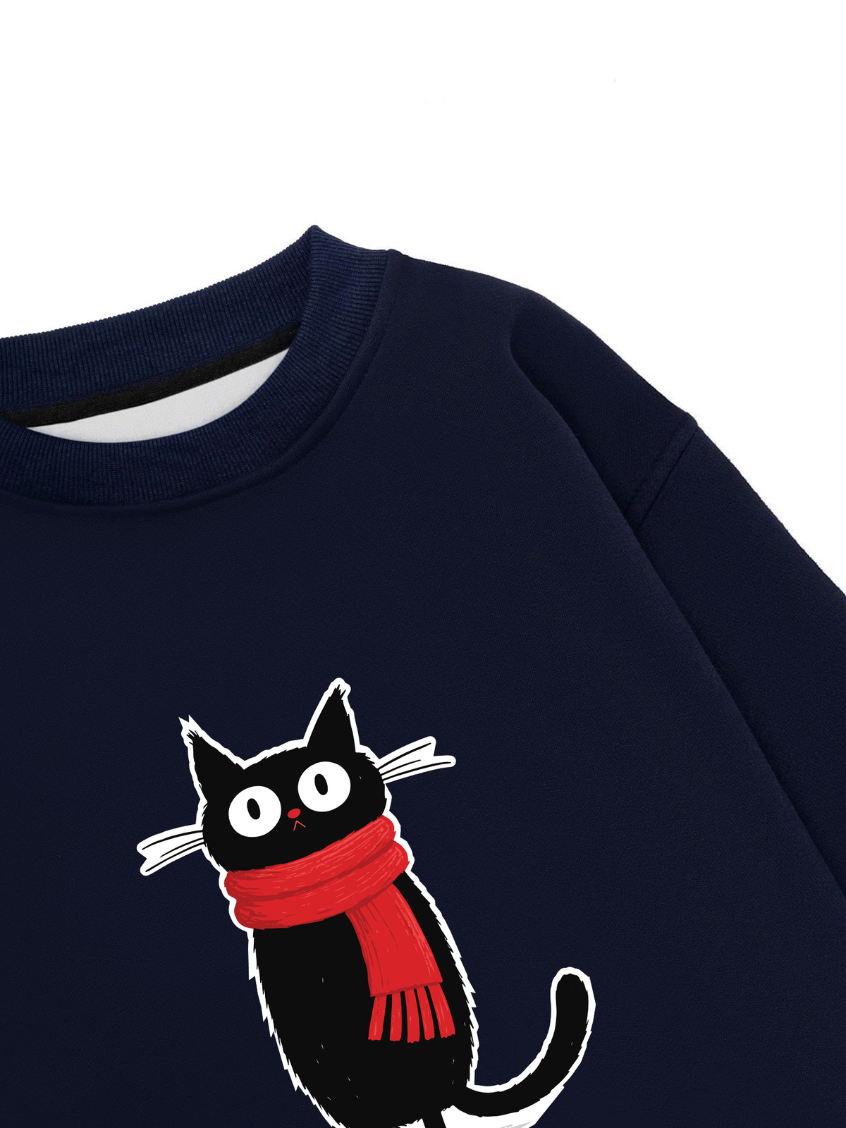 Áo Sweater Nỉ Hai Da Red Scarf Cat
