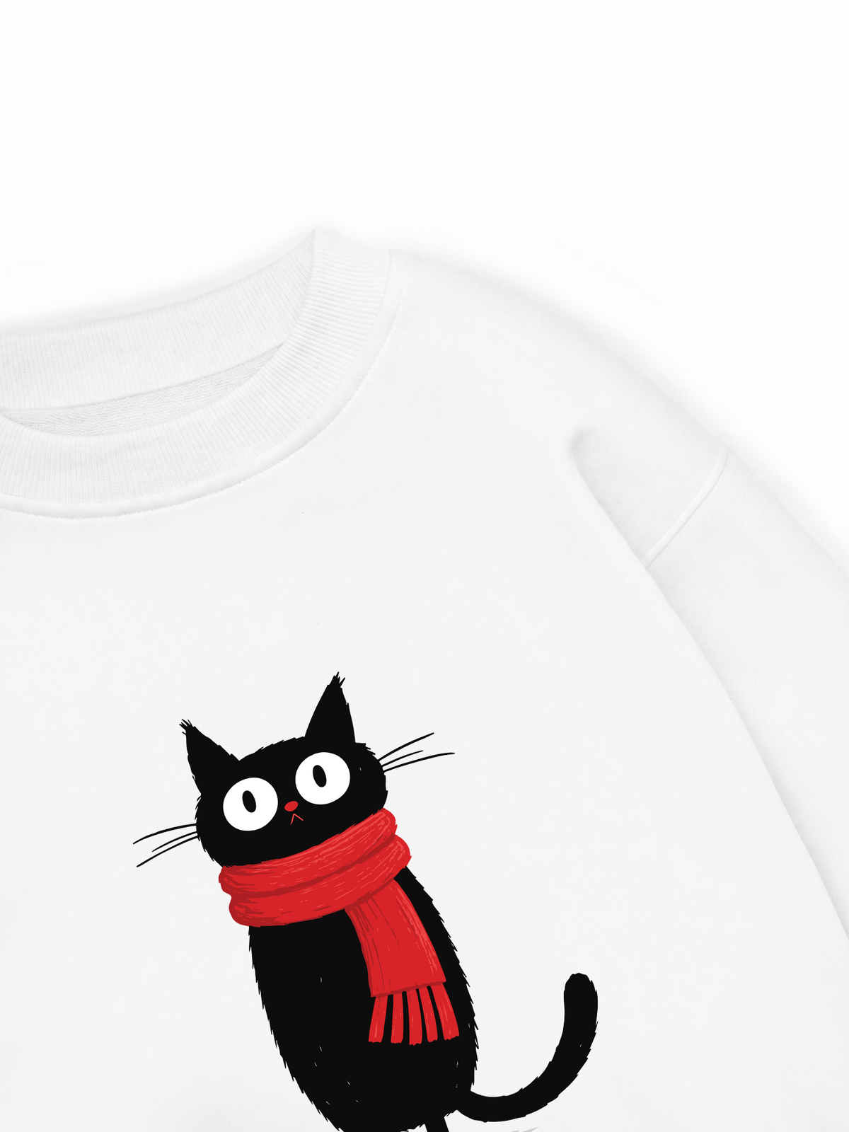 Áo Sweater Nỉ Hai Da Red Scarf Cat