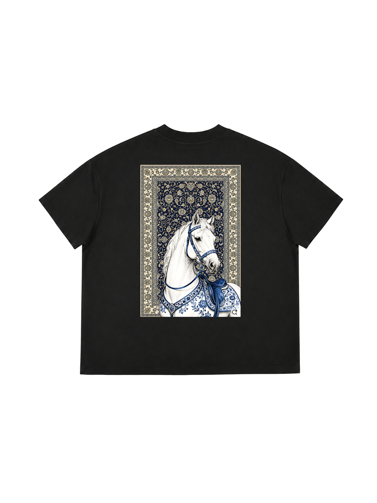 Áo Thun Boxy Blue Horse