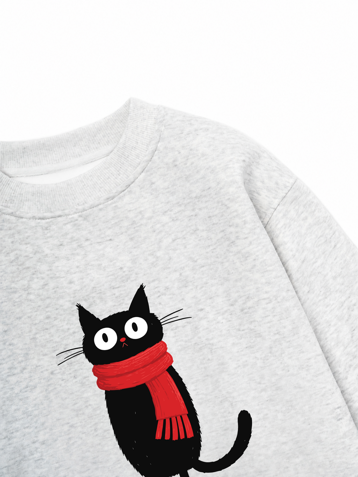 Áo Sweater Nỉ Hai Da Red Scarf Cat