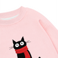 Áo Sweater Nỉ Hai Da Red Scarf Cat
