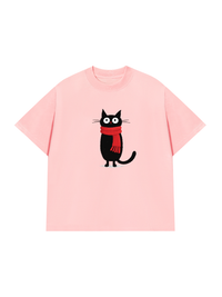 Áo Thun Relaxed Fit Red Scarf Cat
