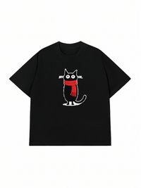Áo Thun Relaxed Fit Red Scarf Cat