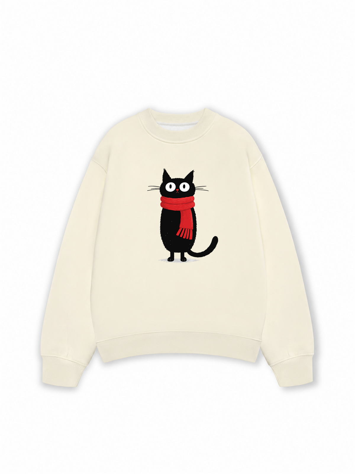 Áo Sweater Nỉ Hai Da Red Scarf Cat