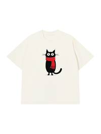 Áo Thun Relaxed Fit Red Scarf Cat