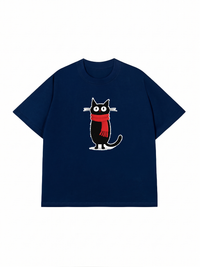 Áo Thun Relaxed Fit Red Scarf Cat