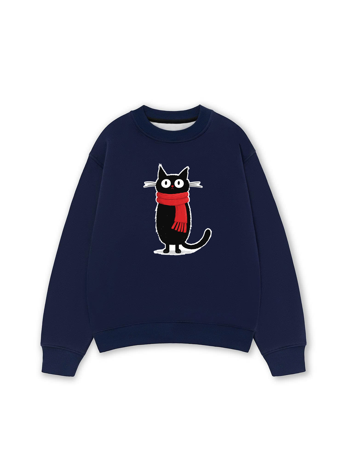 Áo Sweater Nỉ Hai Da Red Scarf Cat