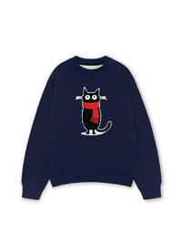 Áo Sweater Nỉ Hai Da Red Scarf Cat