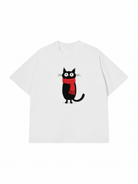 Áo Thun Relaxed Fit Red Scarf Cat