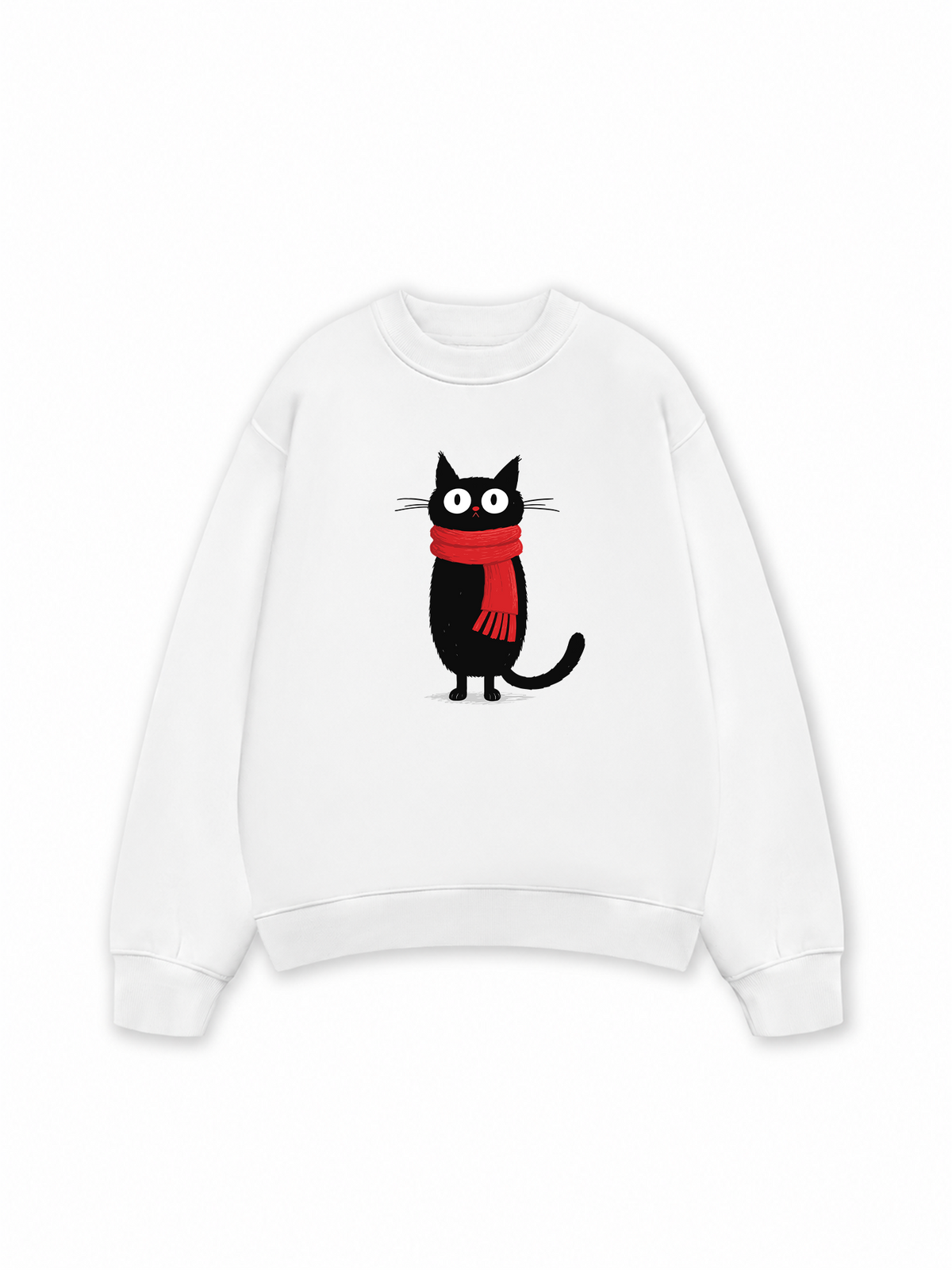 Áo Sweater Nỉ Hai Da Red Scarf Cat