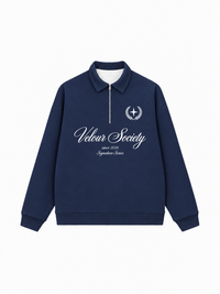 Áo Sweater Polo Nỉ Hai Da Velour Society